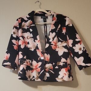 NYC Women's Black and Pink Floral Blazer